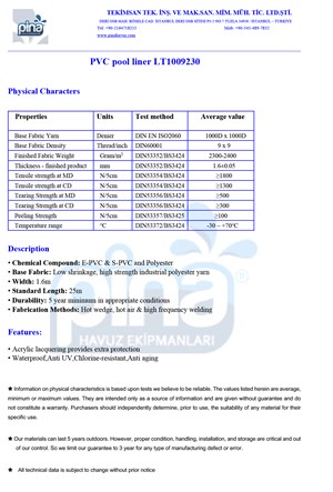 Pvc Liner (Donatılı)